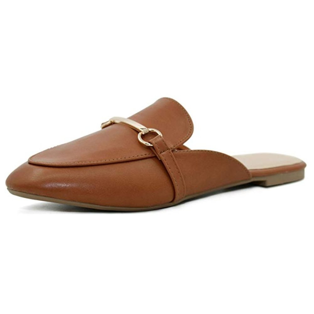 Buckle Mule Backless Slip-on Loafer Brown